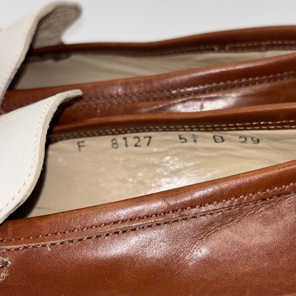Cole Haan Womens Brown White Leather Horsebit Loafers Made Italy 8127 Size 5.5B - Picture 5 of 12